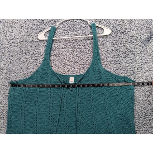 Old Navy Knit Tank Top Size XXL Crochet Boho Tie Front Hippie Cottage Green - Picture 7 of 10